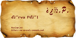 Árva Pál névjegykártya