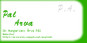 pal arva business card